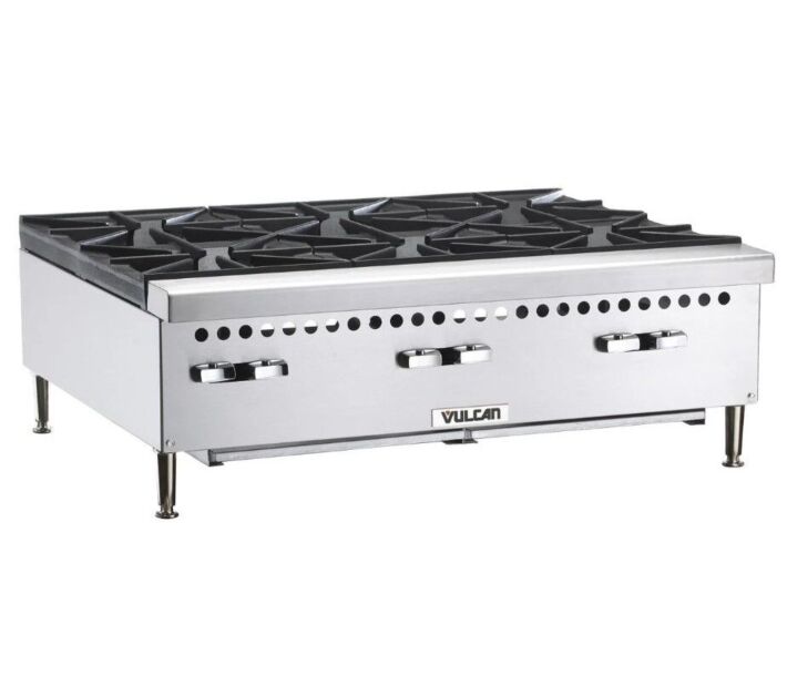 Vulcan VCRH36 Restaurant Series Natural Gas 36” Countertop 6-Burner Gas Hot Plate - 150,000 BTU - USA