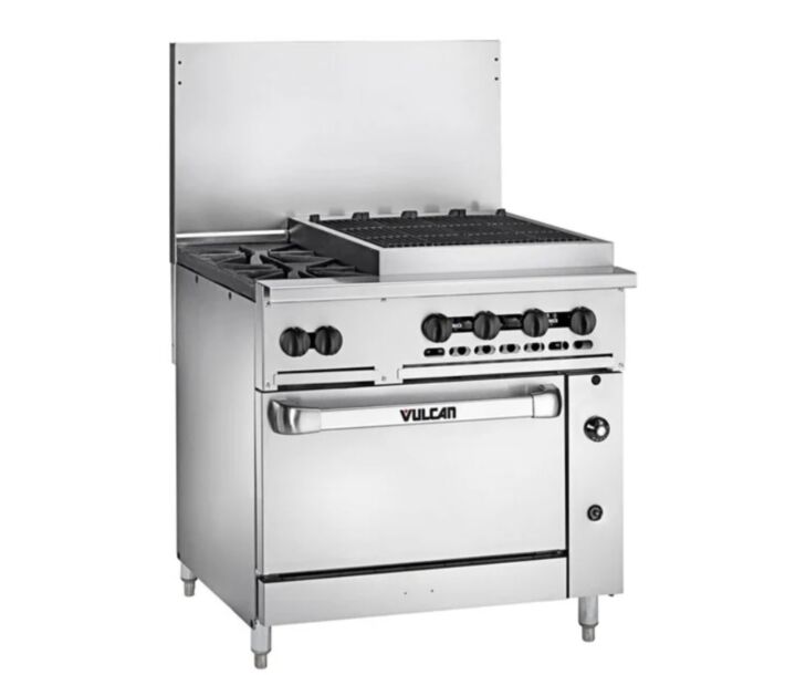Vulcan 36S-2B24CBP Endurance Series 36" 2 Burner Range with 24" Right Charbroiler, Standard Oven, and 159,000 BTU - Liquid Propane - CA