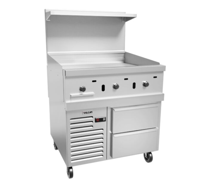 Vulcan 36R-36GTP Endurance Series 36" Griddle with Refrigerated Base, 36" Thermostatic Control, and 60,000 BTU - Liquid Propane - CA