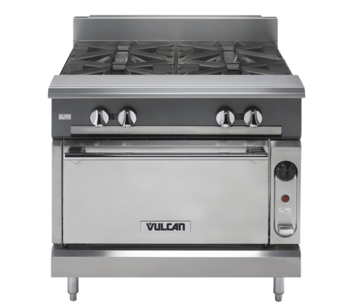 Vulcan V4B36C V Series 36" 4 Burner Gas Range with Convection Oven and 172,000 BTU - Natural Gas/Liquid Propane - CA