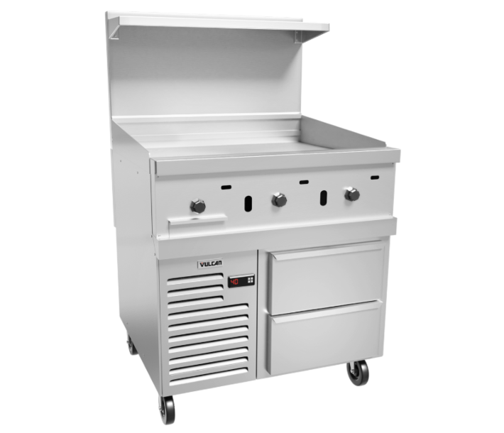 Vulcan 36R-36GT Endurance Series 36" Griddle with Refrigerated Base, 36" Thermostatic Control, and 60,000 BTU - Natural Gas/Liquid Propane - USA