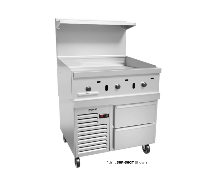 Vulcan 36R-36GP Endurance Series 36" Griddle with Refrigerated Base, 36" Manual Control, and 60,000 BTU - Liquid Propane - CA