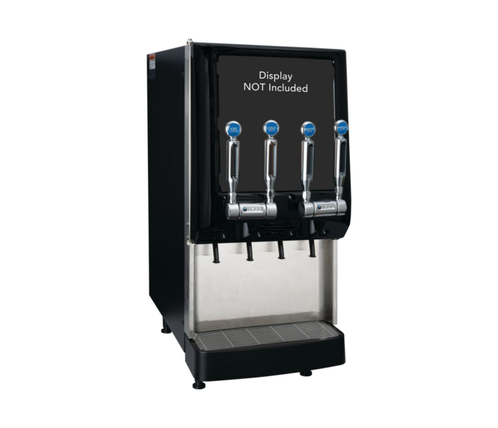 Bunn JDF-4S Silver Series 4-Tap Cold Beverage Dispenser with Interchangeable Handles - 120V/720W, 37300.6098 - CA