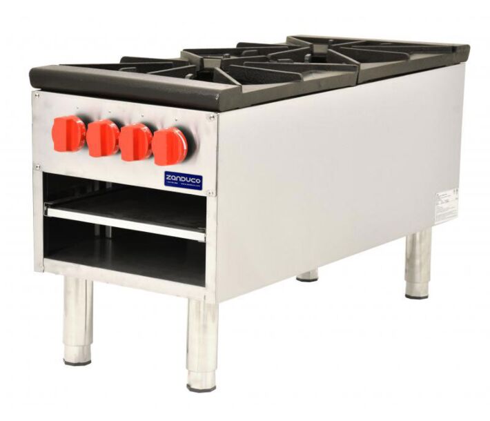 Zanduco Dual Burner Stock Pot Range 200,000 BTU - Natural Gas with LP Conversion Kit - CA
