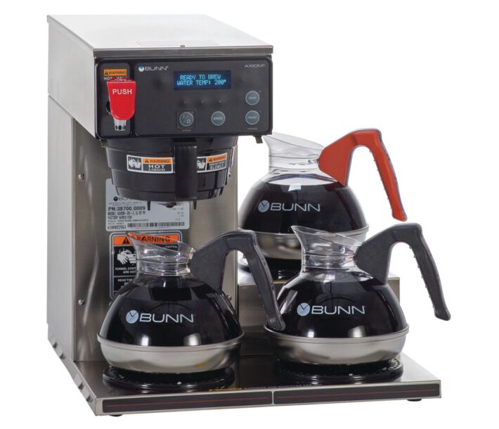 Bunn AXIOM-DV-3L 12-Cup Dual-Voltage Coffee Brewer with 3 Lower Warmers - 1800W - CA