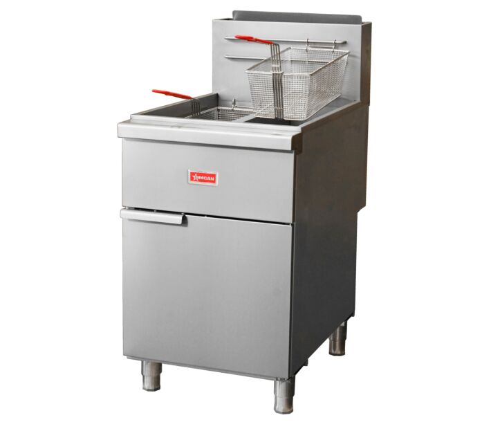 Omcan Tube-Fired Liquid Propane Gas Floor Fryer with 2 x 35-40 lb. Capacity - 120,000 BTU/hr. - CA