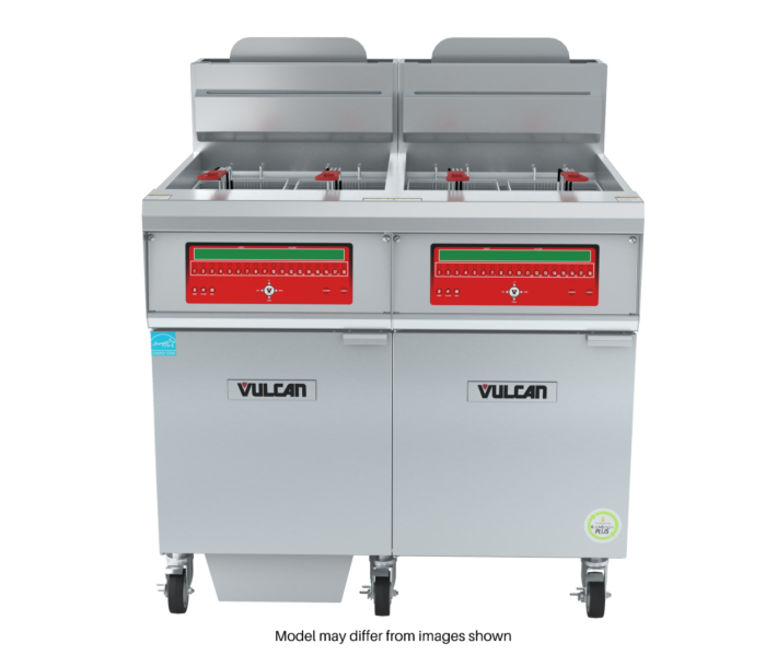 Vulcan QuickFry 3VHG70CF 59" Floor Gas Fryer with 70 lb. Capacity, 3 Battery, and KleenScreen Filtration - 330,000 BTU, Energy Star Certified - USA