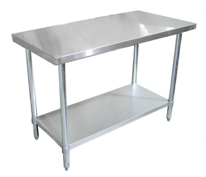 Zanduco 24" x 18" Stainless Steel Work Table with Undershelf and Galvanized Legs - USA