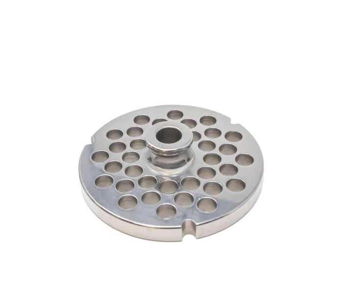 Omcan European Style #32 stainless steel plate with hub, 10mm (3/8″) – three notches/ round - USA