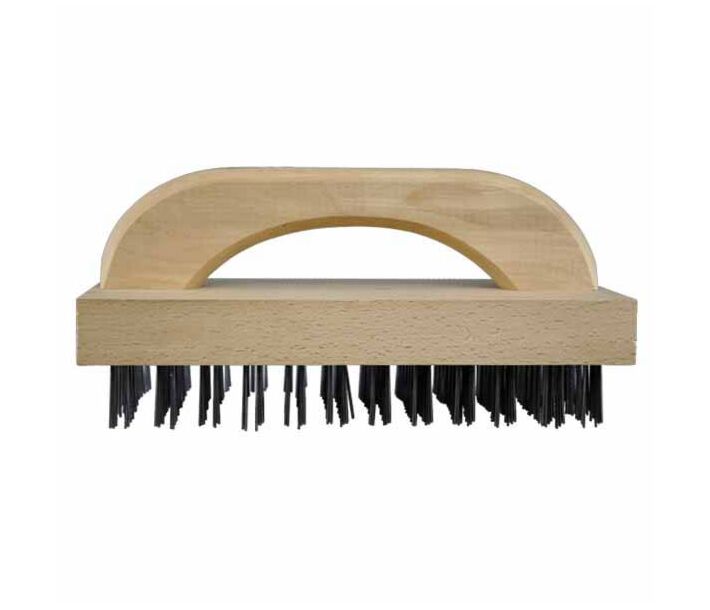 Omcan 9" Handle Butcher Block Brush with Wood Handle with 8 x 12 Rows Flat Carbon Wires - USA