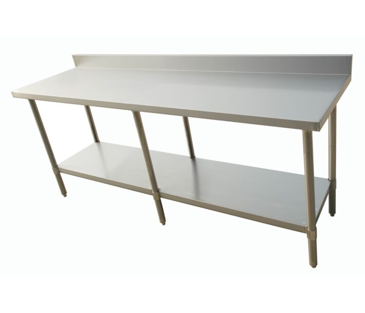 Zanduco Stainless Steel Worktable 24" X 84" with 4" Backsplash and Undershelf - Heavy-Duty - CA
