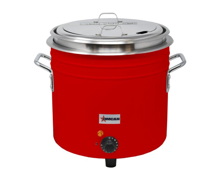 Omcan 11 QT Red Retro Stock Pot Kettle - CA
