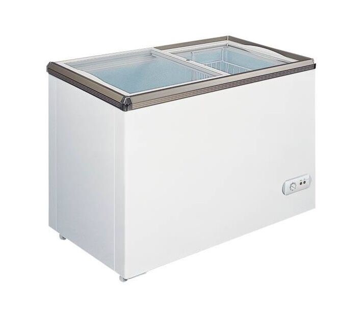 Zanduco 29" 2-Door Ice Cream Display Chest Freezer with Flat Glass Top and 150 L Capacity - 110 V - USA