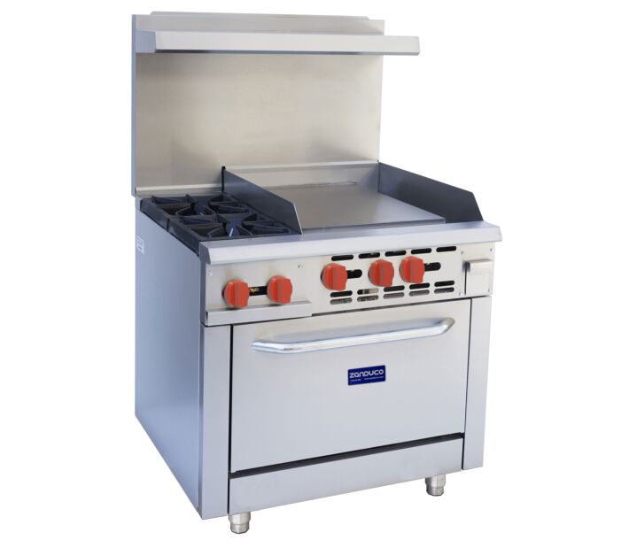Zanduco 36" Commercial Gas Range with 2 Burners, 24" Griddle and Standard Oven - Natural Gas - USA