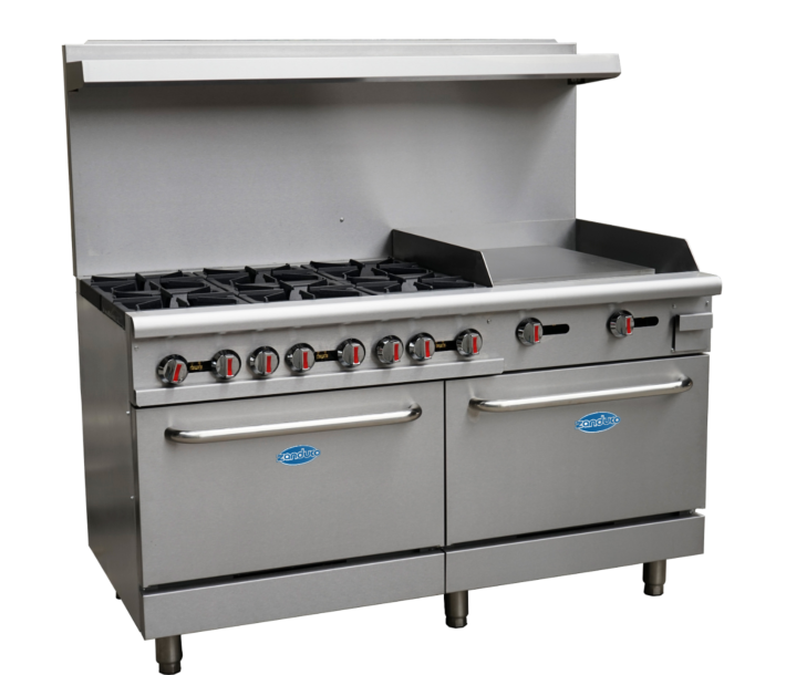 Zanduco 60" Commercial Range Oven w/ 24" Griddle and 6 Burners – Natural Gas - 171,000 BTU - CA