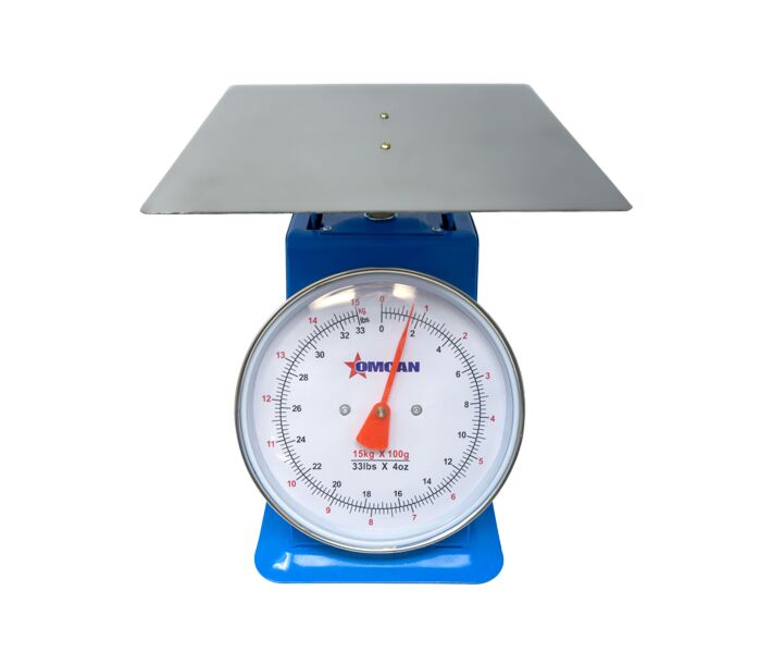 Omcan Dial Spring Scale with Stainless Steel Platform - 15 kg Capacity - USA