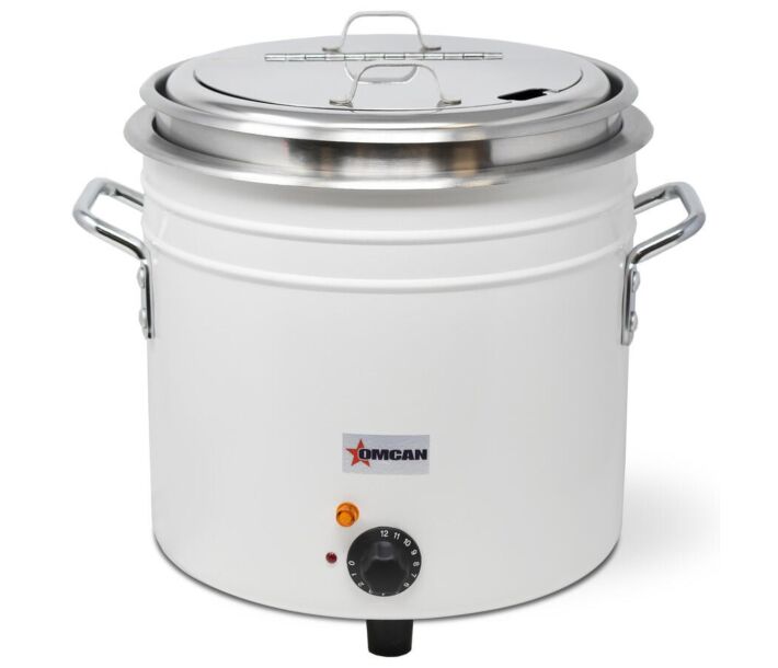 Omcan 11 Qt. White Retro Soup Warmer/Rethermalizer - 120V, 1400W - CA