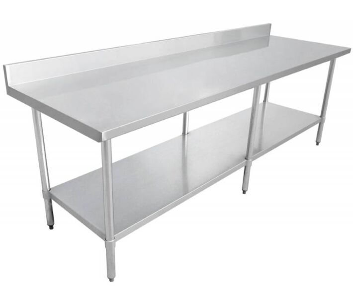 Zanduco Stainless Steel Worktable 24" X 84" with 4" Backsplash and Undershelf - Standard - CA