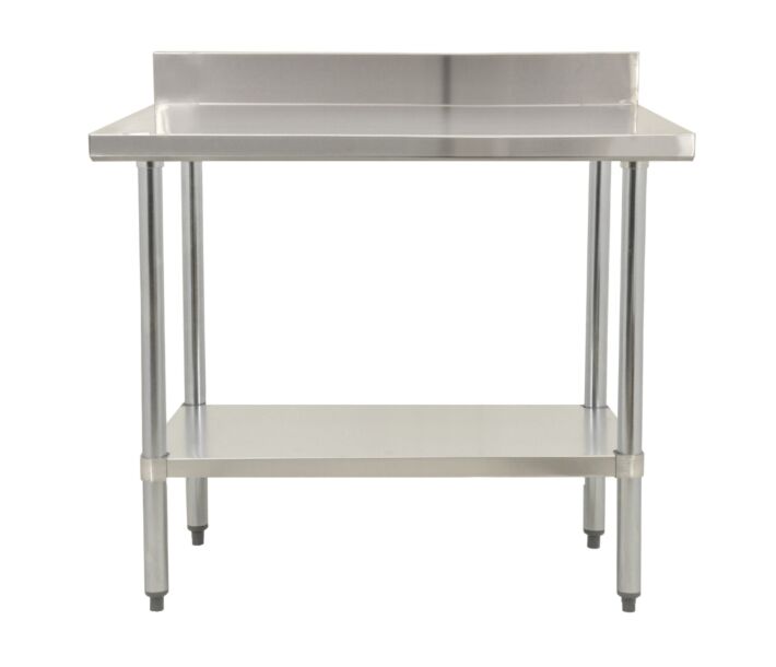 Zanduco Stainless Steel Worktable 24" X 30" with 4" Backsplash and Undershelf - Heavy-Duty - USA