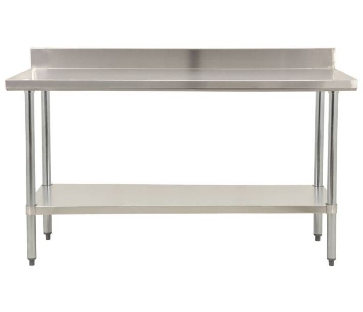 Zanduco Stainless Steel Worktable 24" X 48" with 4" Backsplash and Undershelf - Heavy-Duty - CA