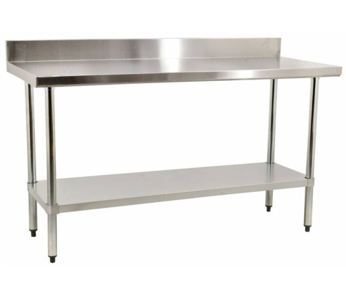 Zanduco Stainless Steel Worktable 30" X 48" with 4" Backsplash and Undershelf - Heavy-Duty - CA