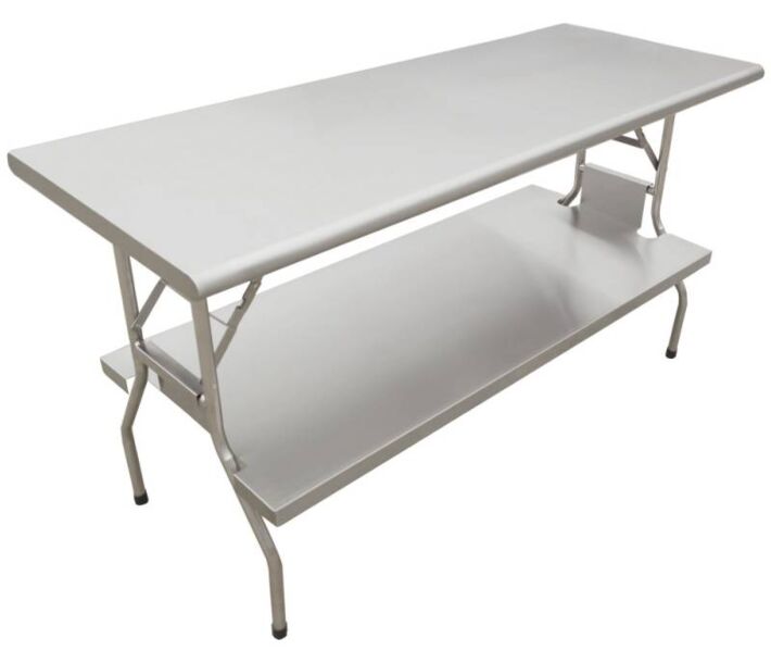 Zanduco 24" X 72" Stainless Steel Folding Table With Undershelf - CA