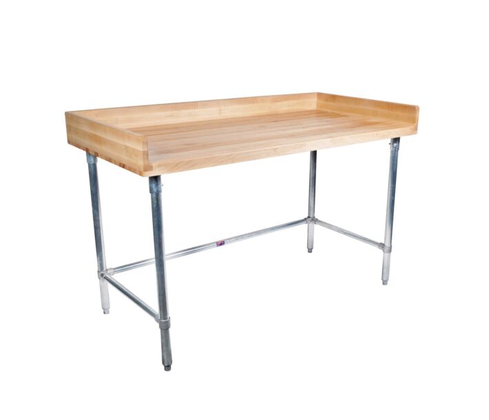 BK Resources MBTGOB-6030 30" x 60" Hard Maple Bakers Top Table with Galvanized Open Base & Oil Finish - USA
