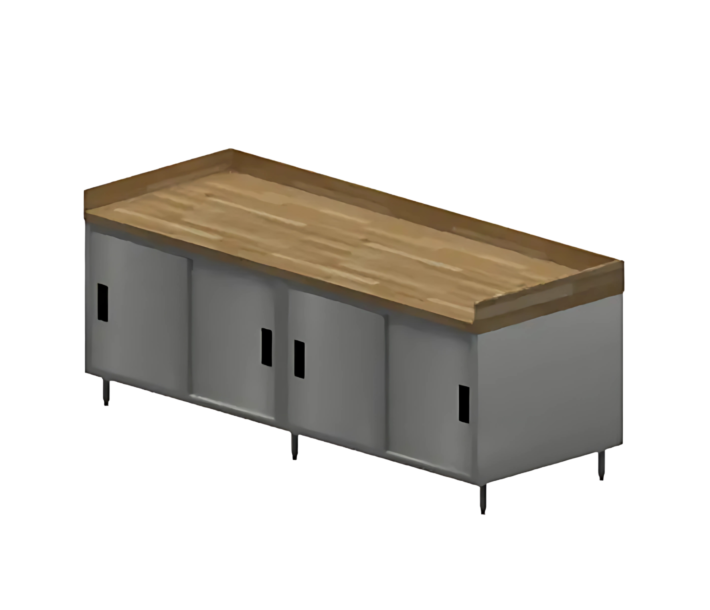 BK Resources CMBT-3096S 30" X 96" Maple Bakers Top Cabinet Base with Sliding Door Chef Table - CA