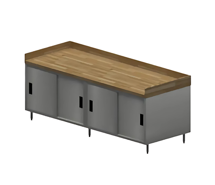 BK Resources CMBT-3696S 36" X 96" Maple Bakers Top Cabinet Base with Sliding Door Chef Table - CA