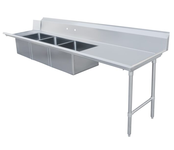 Zanduco 30" x 120" Right Side Soiled Dish Table with Three Sinks - CA