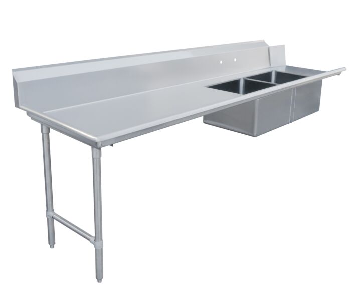 Zanduco 30" x 96" Left Side Soiled Dish Table with Two Sinks - CA