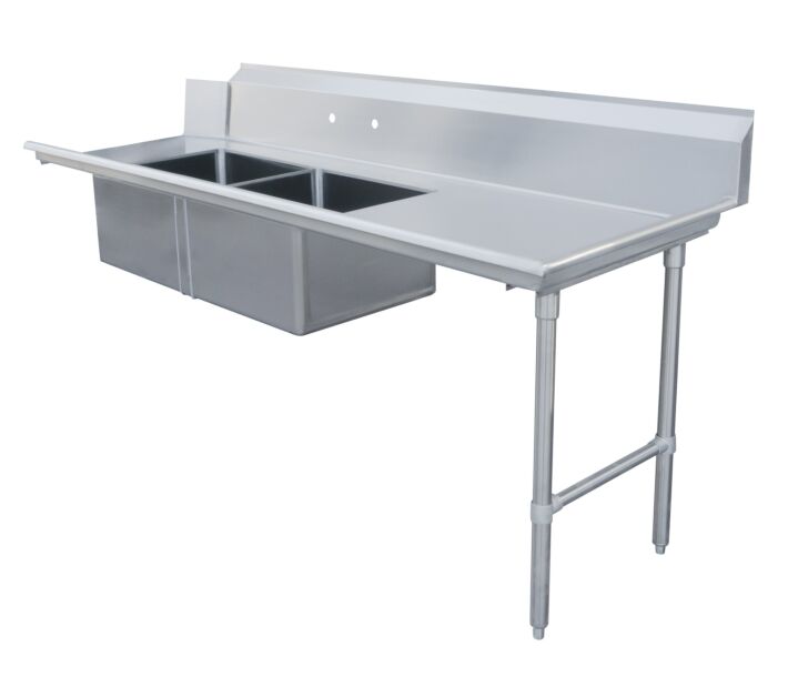 Zanduco 30" x 84" Right Side Soiled Dish Table with Two Sinks - CA