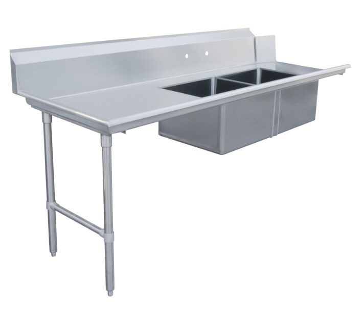 Zanduco 30" x 84" Left Side Soiled Dish Table with Two Sinks - USA