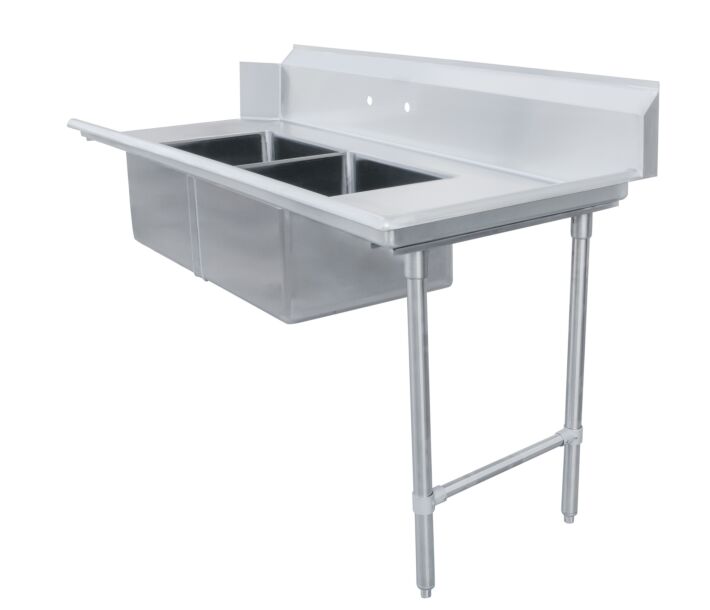 Zanduco 30" x 72" Right Side Soiled Dish Table with Two Sinks - USA