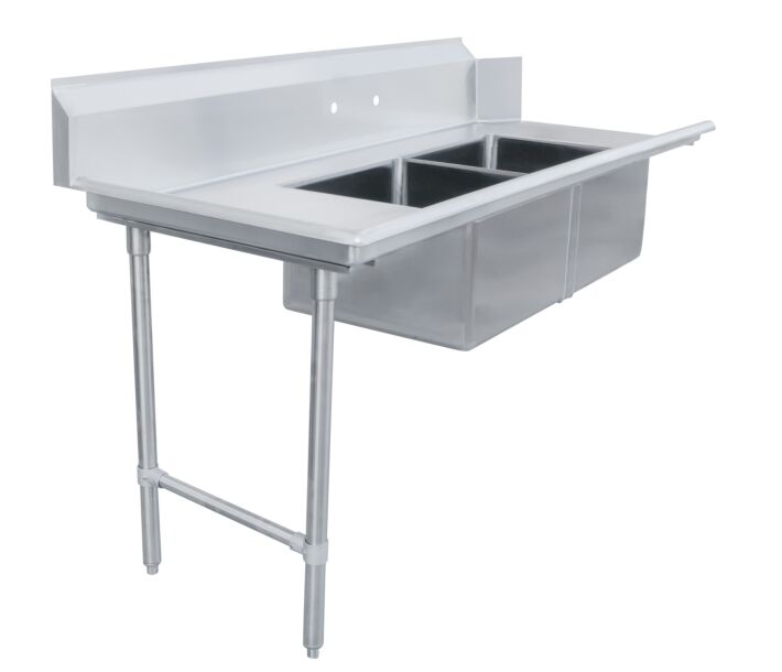 Zanduco 30" x 72" Left Side Soiled Dish Table with Two Sinks - USA