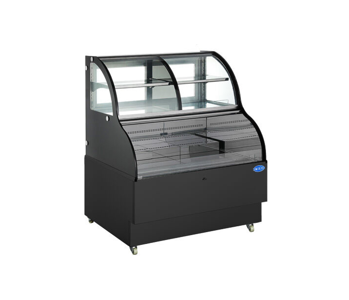 Zanduco 48" Open Refrigerated Dual Service Floor Display Case with 468L Capacity - Black - CA