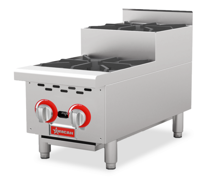 Omcan 12" Gas Hotplate Step Up with 2 Burners Natural Gas with Propane Conversion Kit - 52,000 BTU - USA
