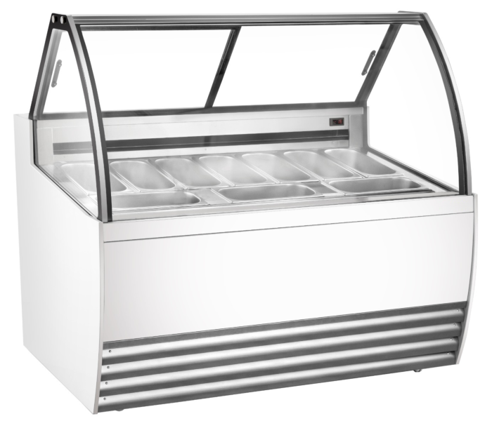 Zanduco 55" White Gelato Display Showcase with 10 Pans and Flat Sneeze Guard - 110-120 V, 1500 W - CA