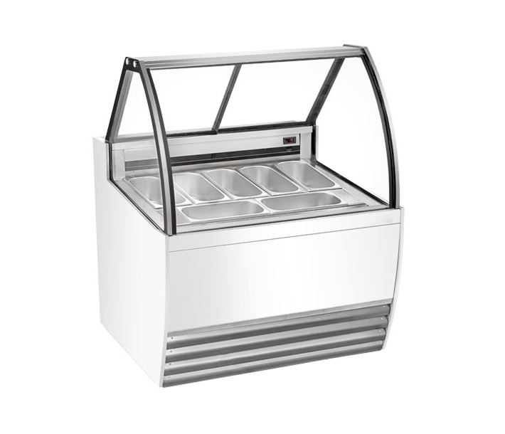 Zanduco 41" White Gelato Display Showcase with 7 Pans and Flat Sneeze Guard - 110-120 V, 1300 W - CA
