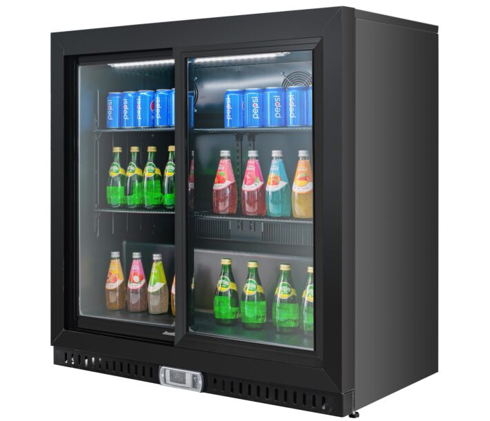 Zanduco 36" Black Beverage Cooler, Sliding Door with Lock, 6.5 cu.ft - 115V - USA