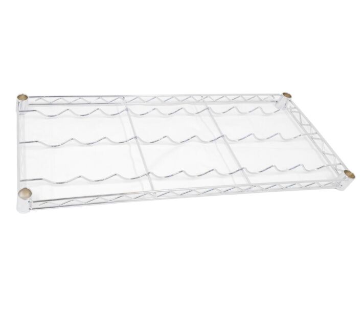 Zanduco 14" x 36" Chrome Wire Wine Shelf, 9 Bottles - NSF - CA