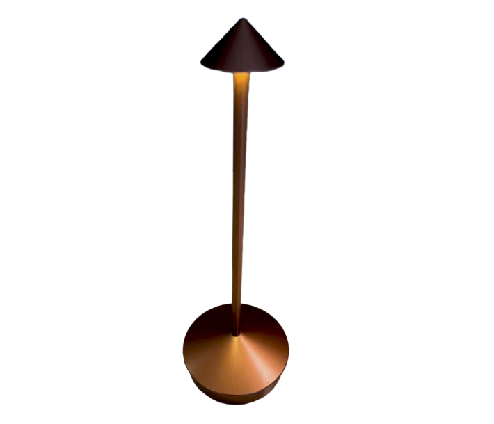 Omcan 4.13" x 11.8" Brown LED Rechargeable Table Lamp with 3.7V (1200mA) Battery Power and 3000K/6000K Colour Temperature - CA