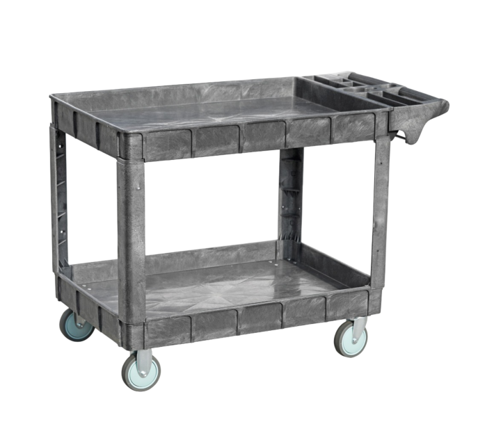 Omcan Heavy-Duty Gray Utility Cart with Extended Handle 47" x 23.6" x 33.5" - 250 kg Capacity - USA