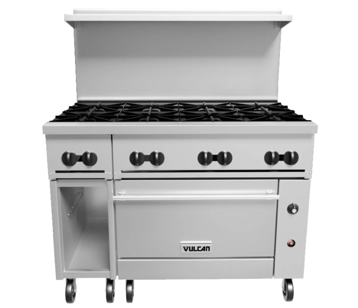 Vulcan 48S-8BP Endurance Series 48" 8 Burner Range with Standard Oven, 12" Cabinet Base, and 275,000 BTU - Liquid Propane - USA