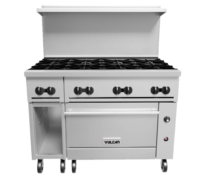Vulcan 48S-8B Endurance Series 48" 8 Burner Range with Standard Oven, 12" Cabinet Base, and 275,000 BTU - Natural Gas/Liquid Propane - USA