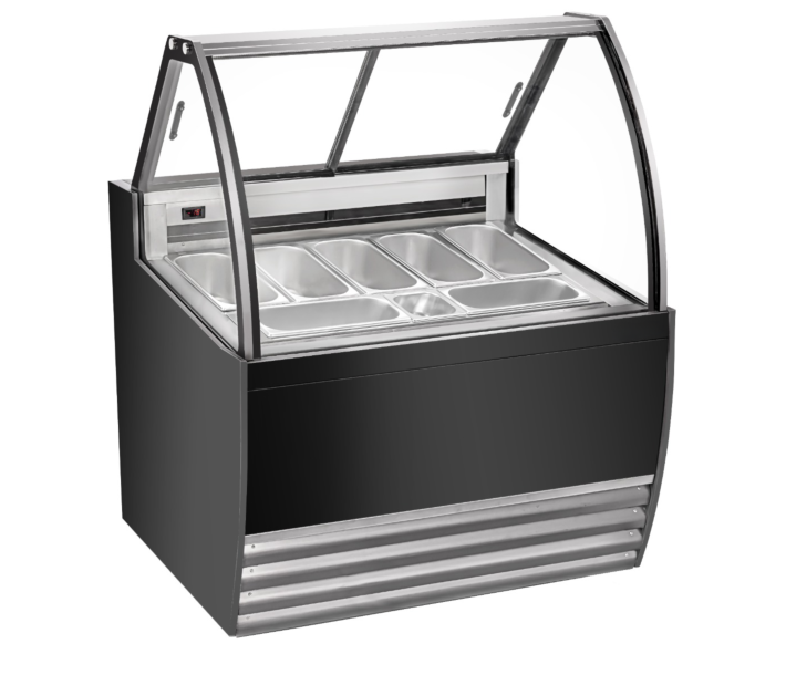 Zanduco 41" Black Gelato Display Showcase with 7 Pans and Flat Sneeze Guard - 110-120 V, 1300 W - CA