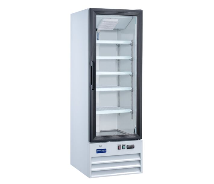 Zanduco 22" Single Swing Glass Door Merchandiser Refrigerator with 9.1 cu.ft. Capacity - White, 110V - CA