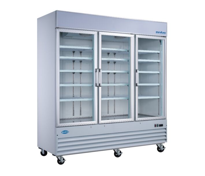 Zanduco 78" 3 Swing Glass Door White Merchandiser Refrigerator with 1500L Capacity - 110V, 4/5 HP - USA