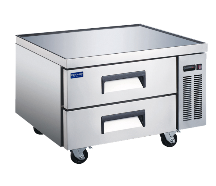 Zanduco 36" Two Drawer Refrigerated Stainless Steel Chef Base with 161L Capacity - 110V, 1/6 HP - USA