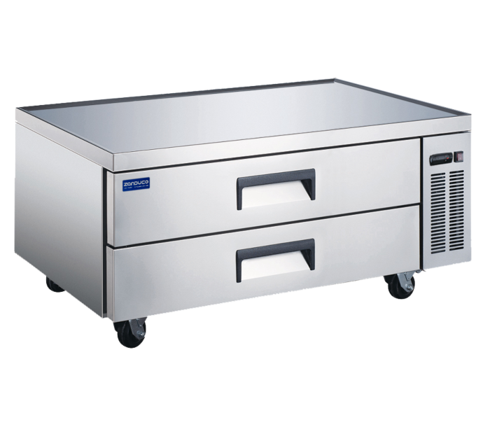 Zanduco 52" Two Drawer Refrigerated Stainless Steel Chef Base with 258L Capacity - 110V, 1/4 HP - USA